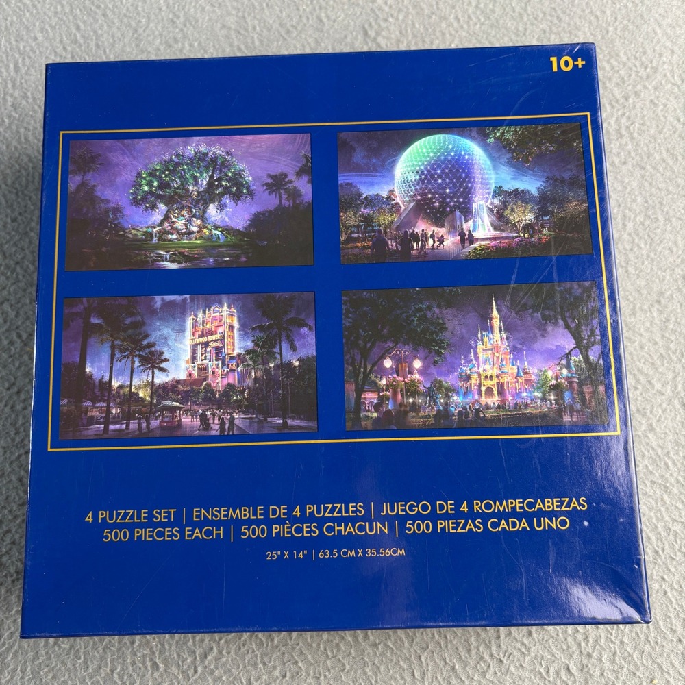 Disney World 50th Anniversary 4 Puzzle Set 500 Pieces Each Parks Celebration
